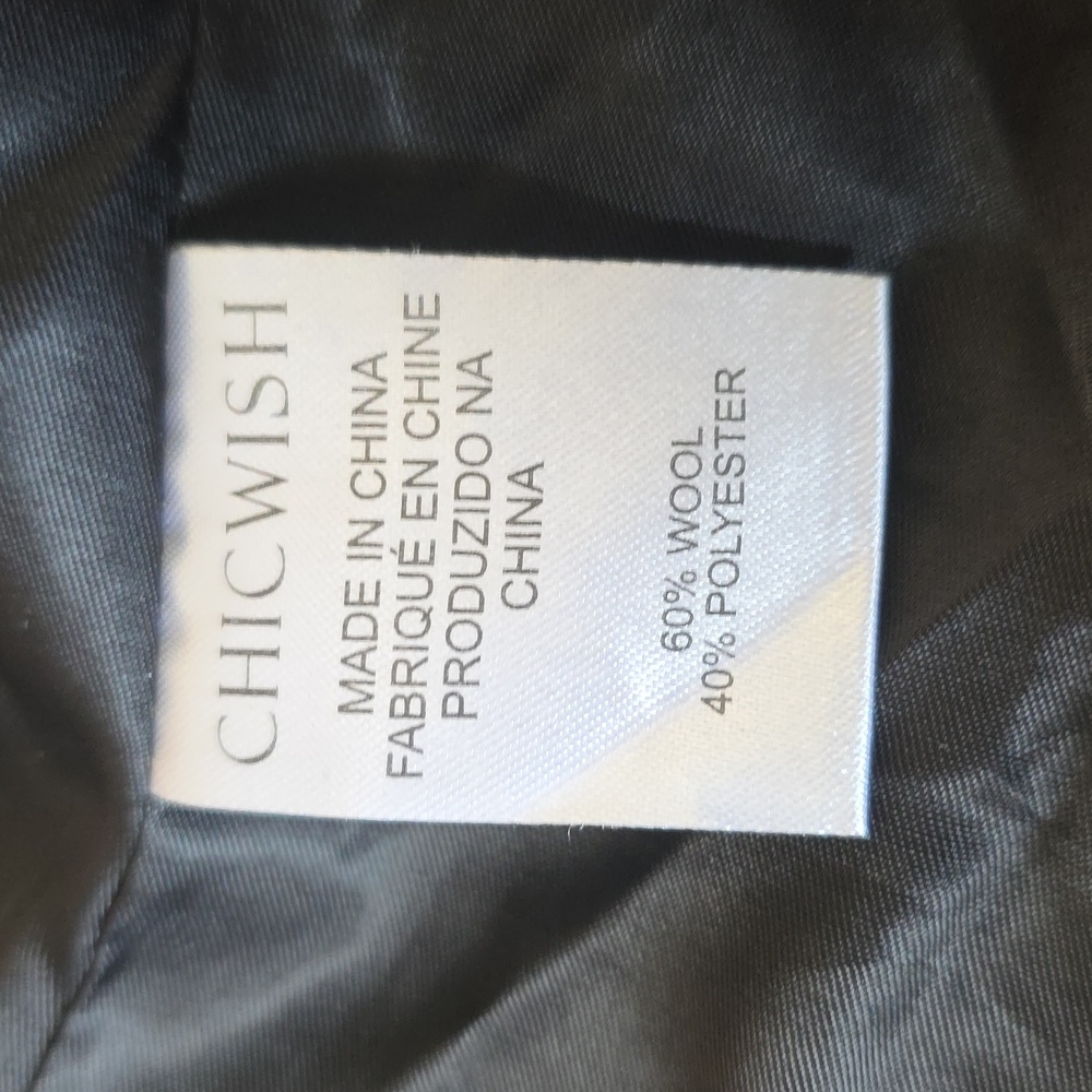 Wool Blend Chicwish Belted  Plaid Wrap Coat - Black, Brown, Gray Size M - Picture 9 of 10